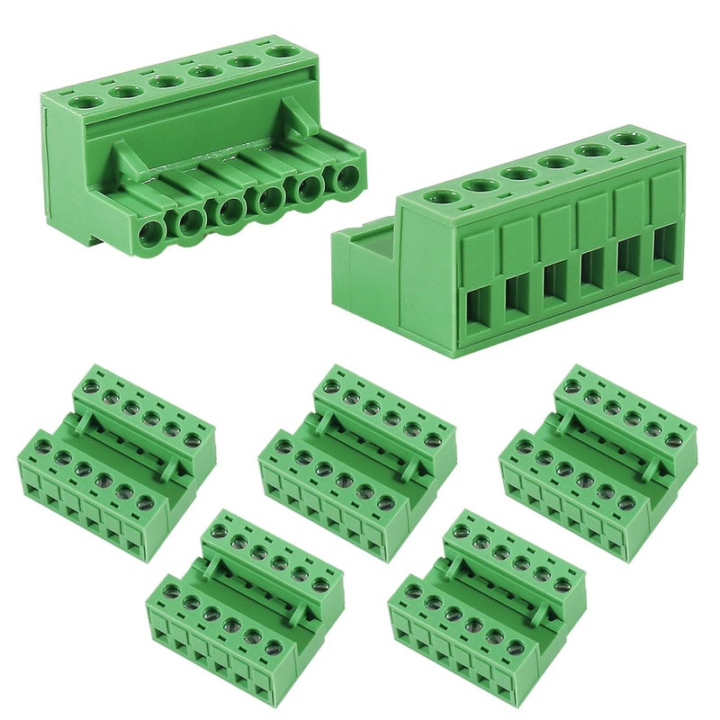 Meimom 5PCS 6 Pin 5.08mm Pitch Pluggable PCB Angle Screw Terminal Block Plug Connector Socket Panel Mount DIY with 5Pcs 6Pin Phoenix Plug - Image 1